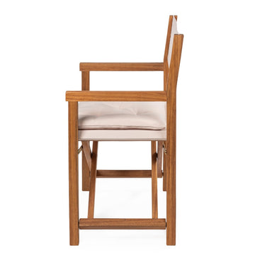 Waldo Classic Mid-Century Outdoor Acacia Wood Foldable Diamond-Quilted Back Director Chair with Cushion - JONATHAN Y